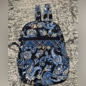 Vintage Vera Bradley Blue Paisley & Plaid Mini Backpack with Tortoise buckles